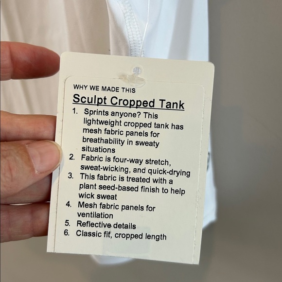 Lululemon Sculpt Cropped Tank Top
White NWT - Picture 7 of 9